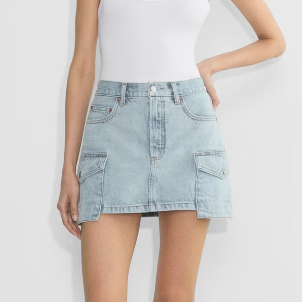 Denim Forum The '90s Cargo Mini Denim Skirt